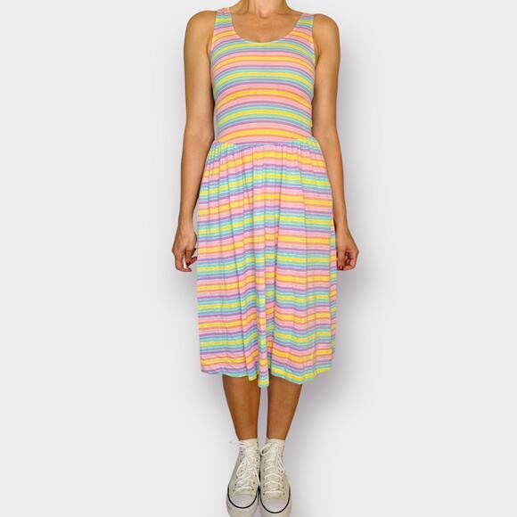 Vintage 80s Times Up‎ Pastel Rainbow Dress - Picture 4 of 6